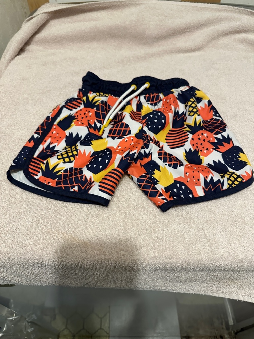 Cat & Jack Boys Pineapple Print Swim Trunks - Navy, Orange, Yellow, White
